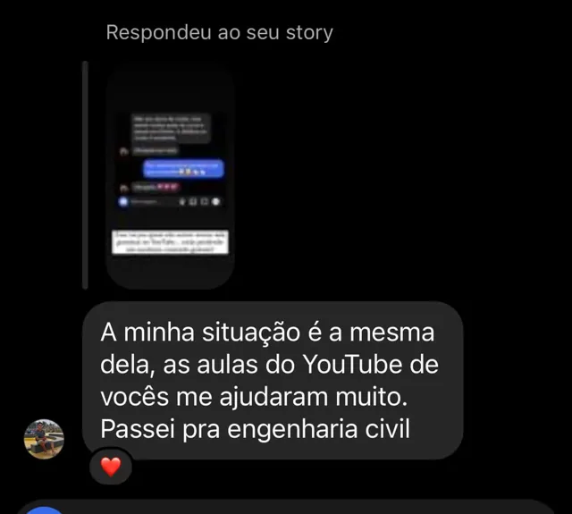 Depoimento de aluno do Curso Equação — 5 de 14
