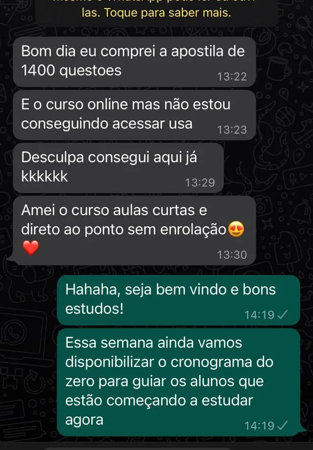 Depoimento de aluno do Curso Equação — 10 de 14