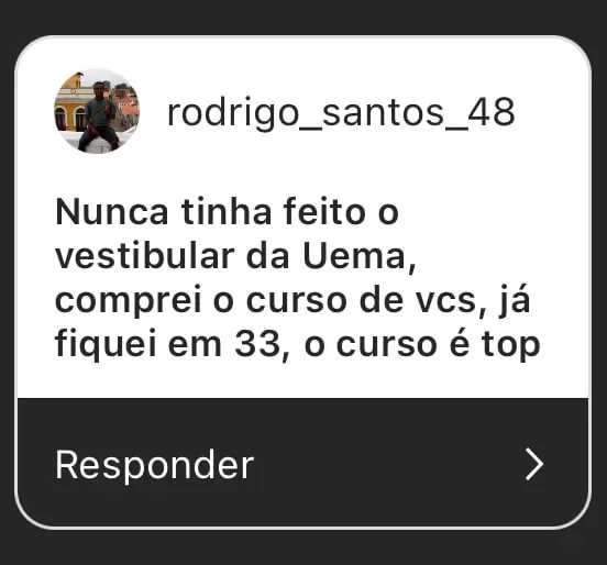 Depoimento de aluno do Curso Equação — 13 de 14