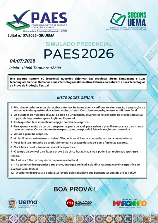Capa do simulado UEMA — prévia do material